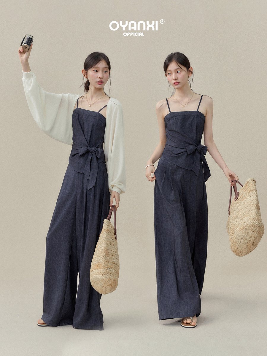 OYANXI デニム キャミソール＆ワイドパンツ セットアップ