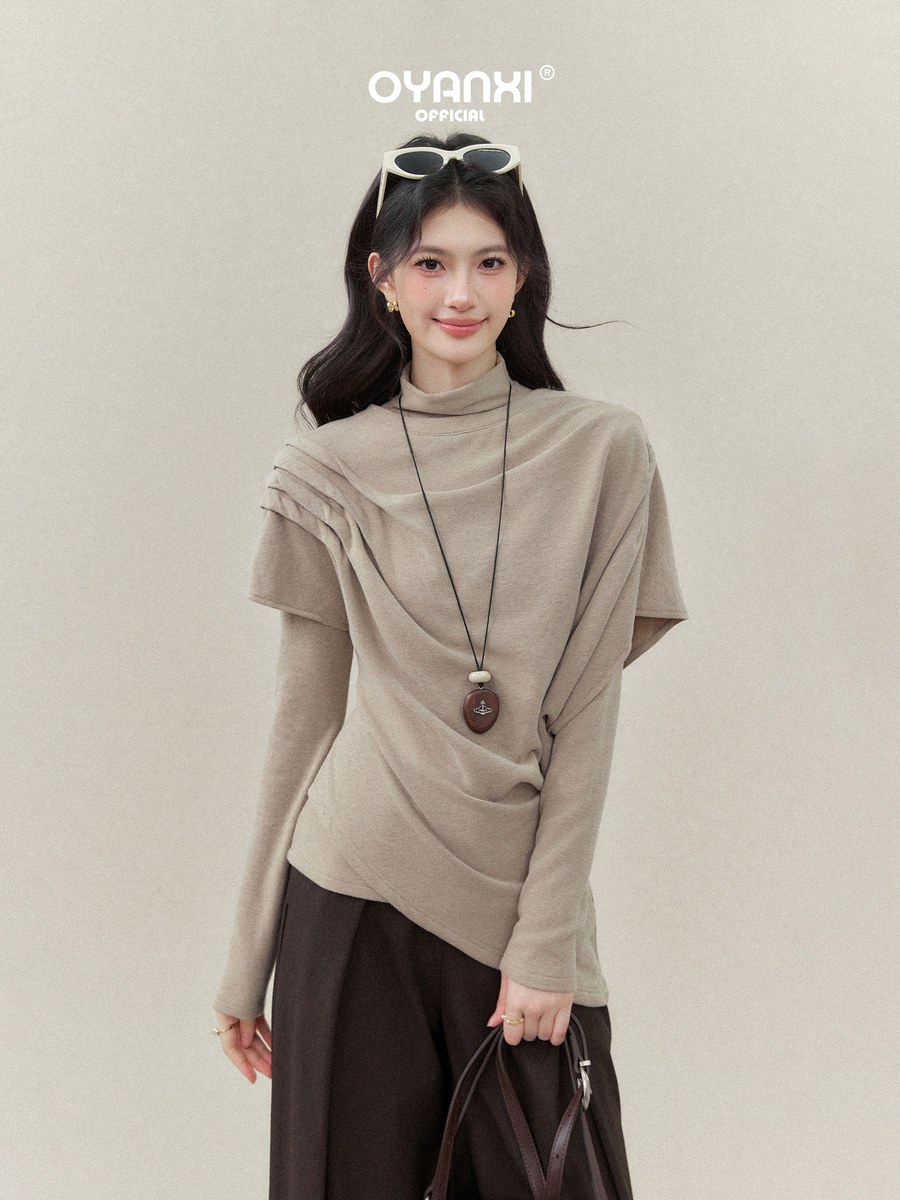 OYANXI 長袖Tシャツ＆ケープ風トップス 2点セット