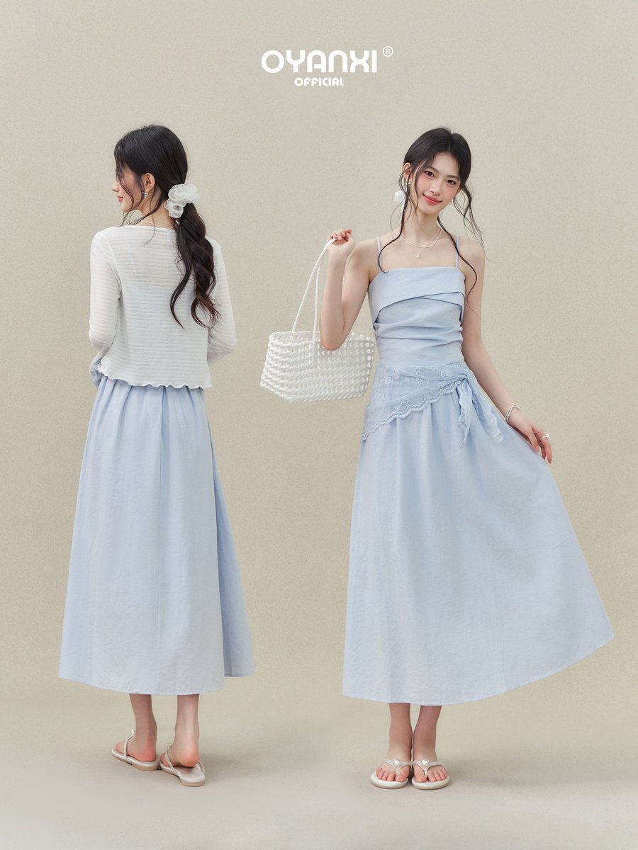 OYANXI フレンチ キャミソール Aラインロングワンピース