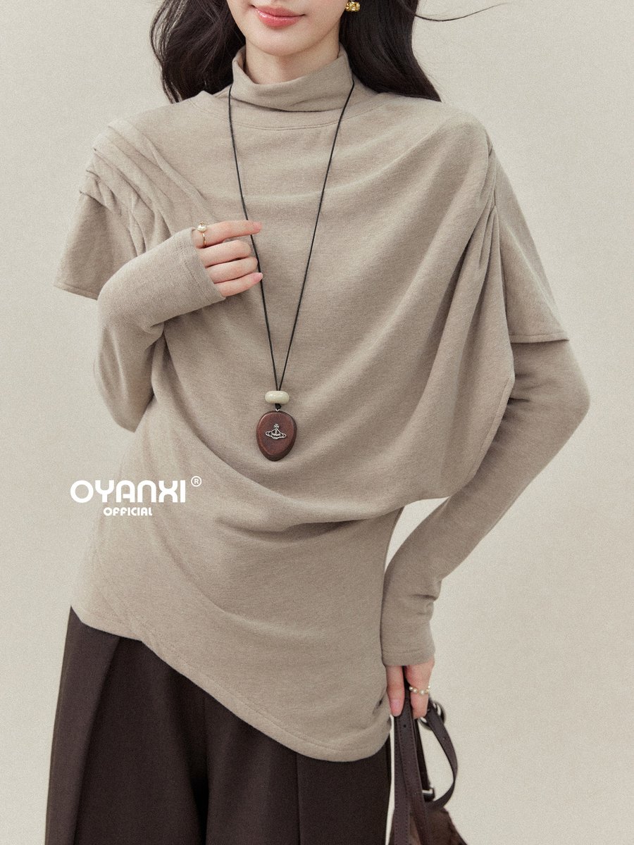 OYANXI 長袖Tシャツ＆ケープ風トップス 2点セット
