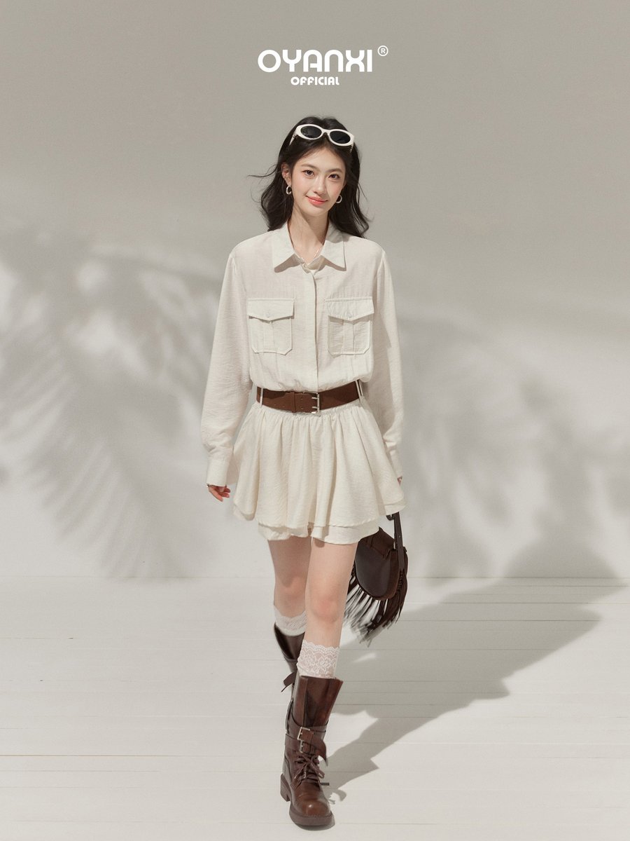 OYANXI ウエストシェイプ ショート丈 シャツワンピース