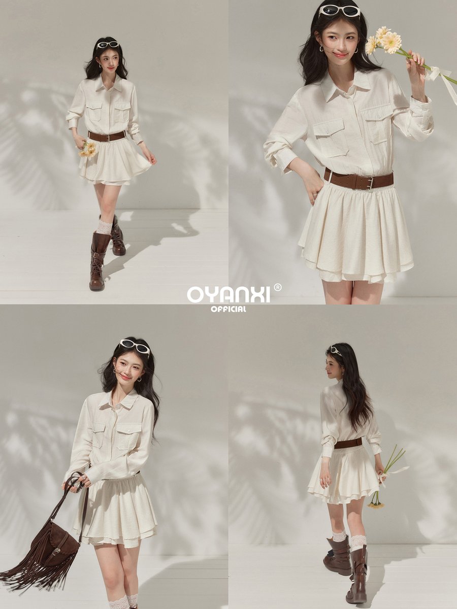 OYANXI ウエストシェイプ ショート丈 シャツワンピース