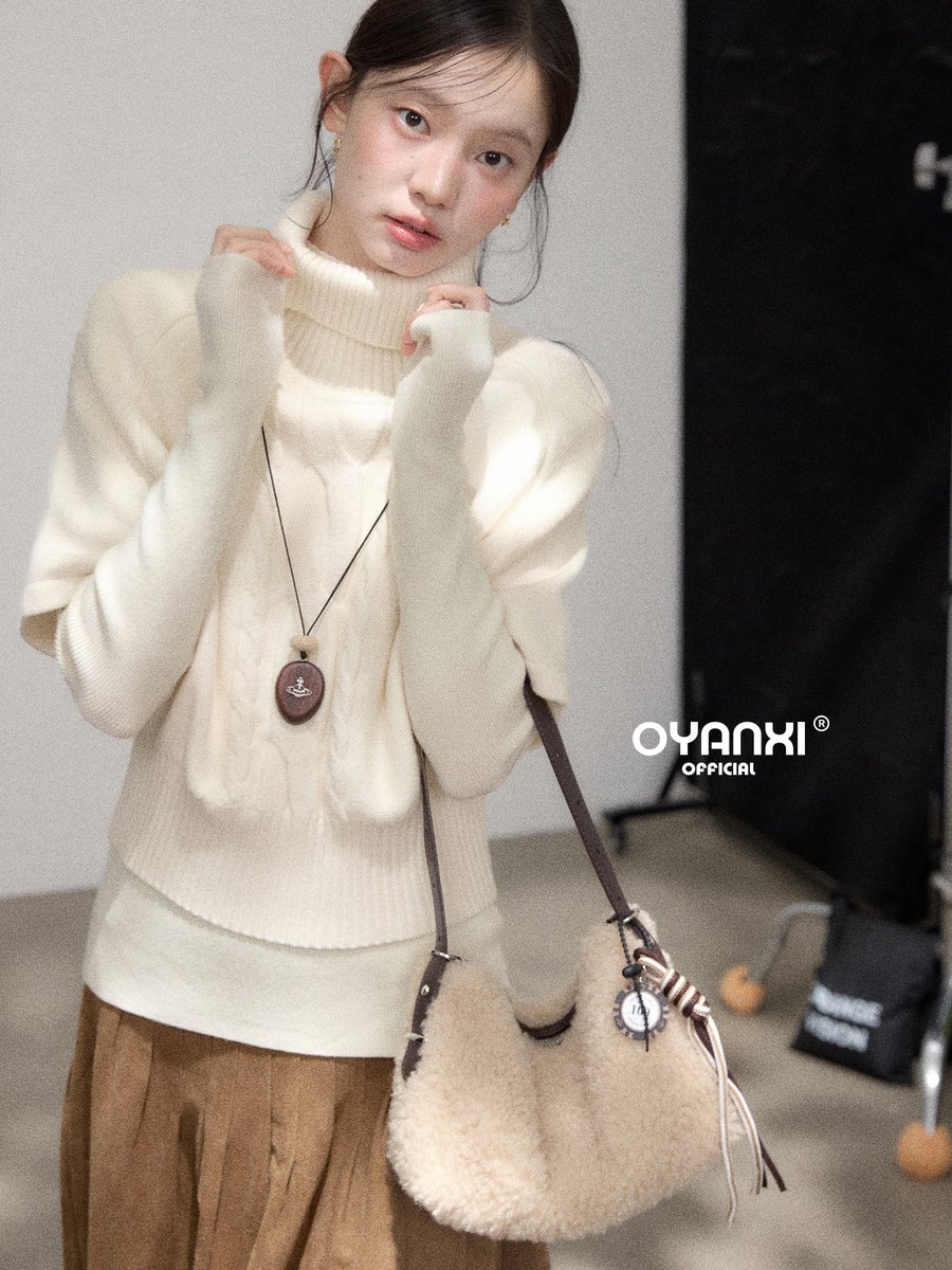 OYANXI ハイネック半袖ニット×長袖インナー 2点セット