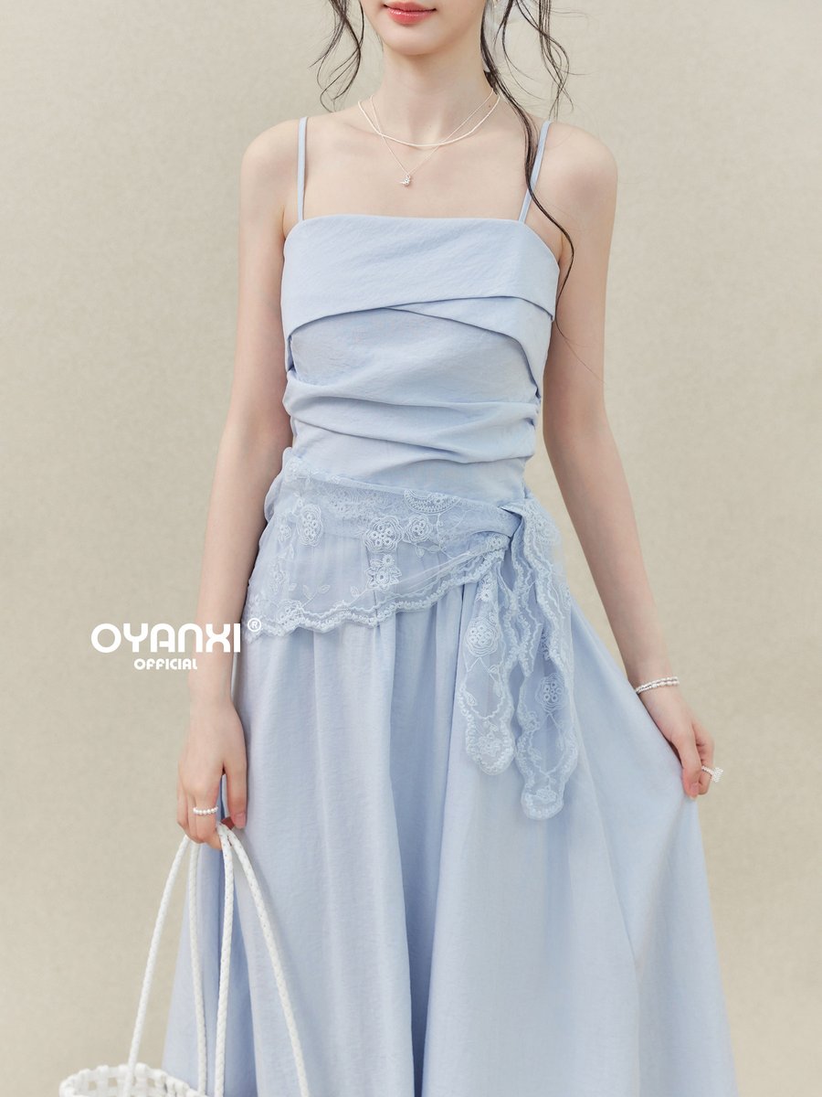 OYANXI フレンチ キャミソール Aラインロングワンピース