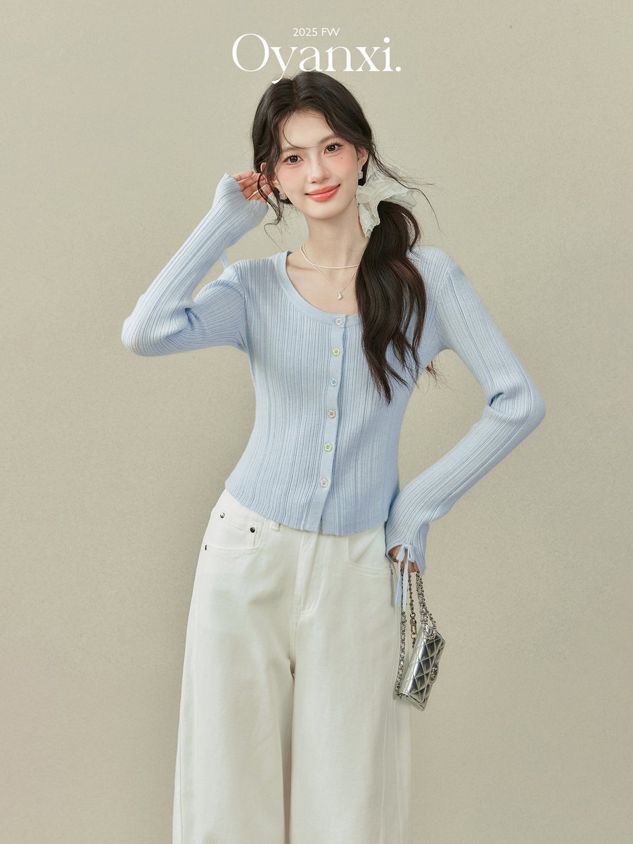 OYANXI ハイウエスト ストレート ワイドデニムパンツ ホワイト