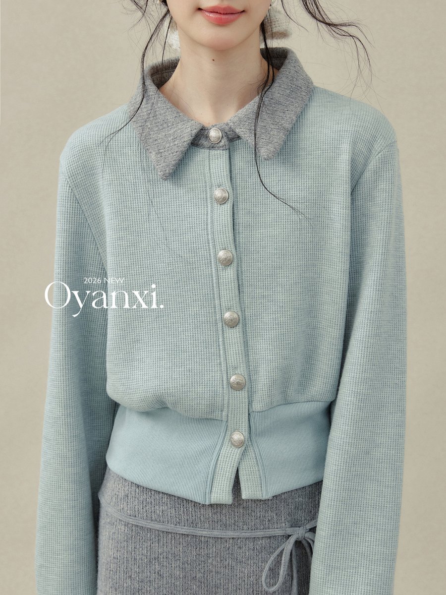 OYANXI 襟付き ショートカーディガン＆ストレートスカート セットアップ