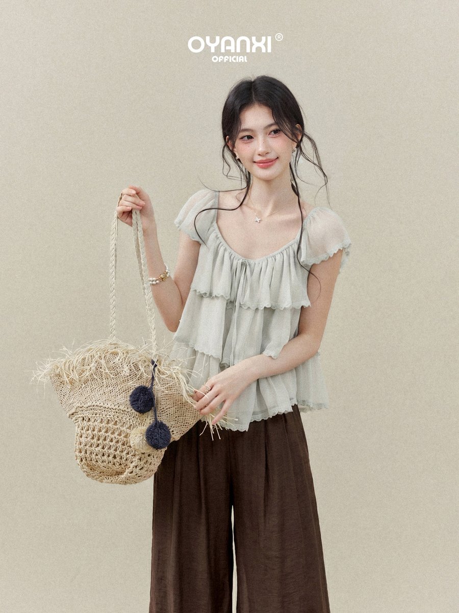 OYANXI リラックス ストレート ワイドパンツ ブラウン