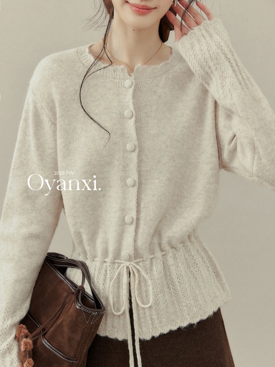 OYANXI フリル ニットカーディガン