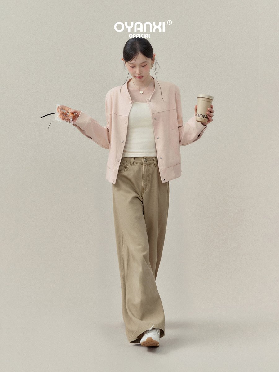 OYANXI シンプル ワイド ロング丈デニムパンツ
