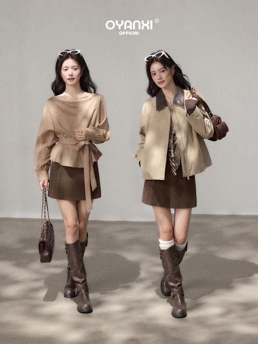 OYANXI レトロ 配色切り替え 襟付き ショートジャケット