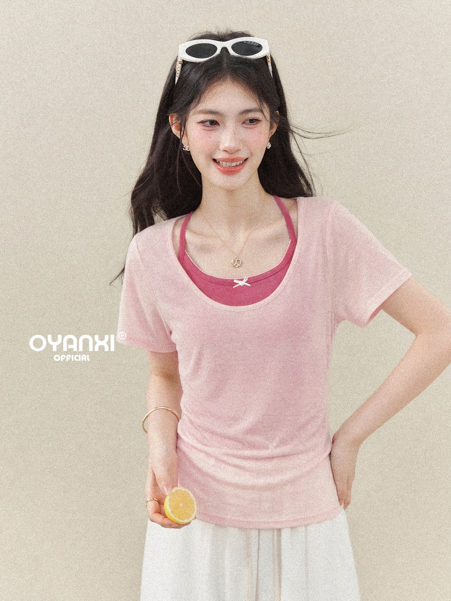 OYANXI シアーTシャツ＆キャミソール レイヤード2点セット