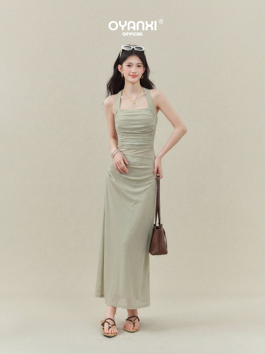 OYANXI スクエアネック キャミソール タイトロングワンピース
