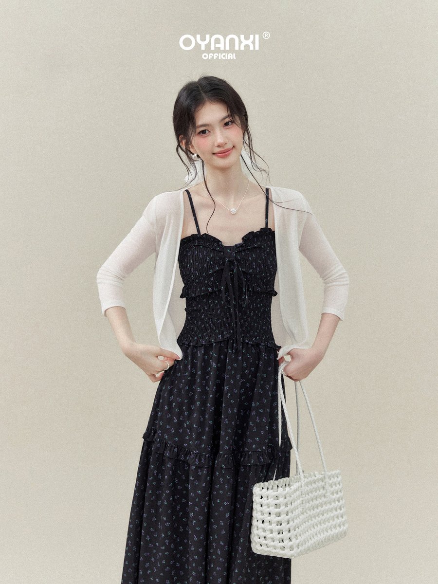 OYANXI 小花柄 キャミソール Aラインロングワンピース