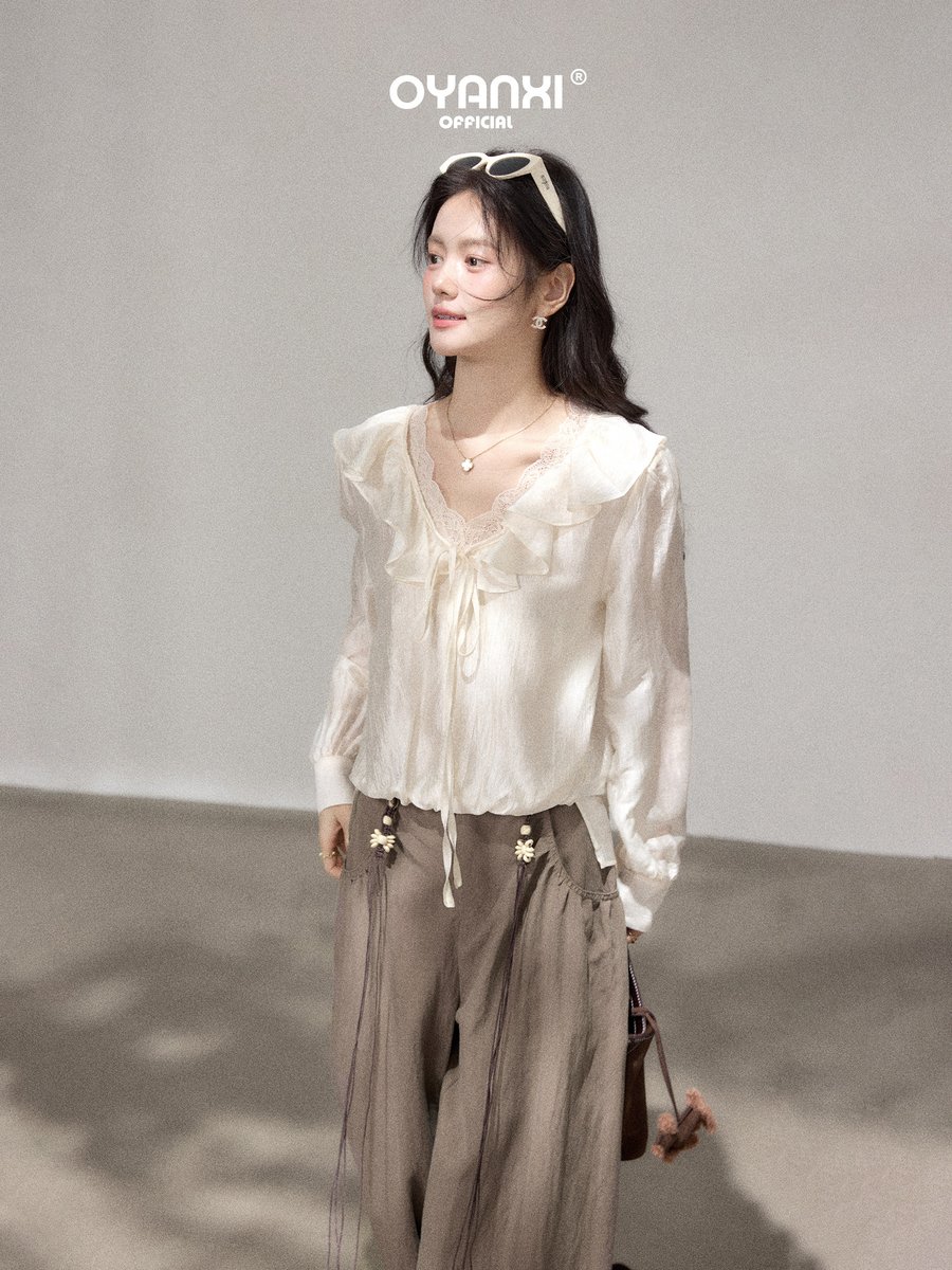 OYANXI ビーズ チェーンベルト付き ワイドパンツ