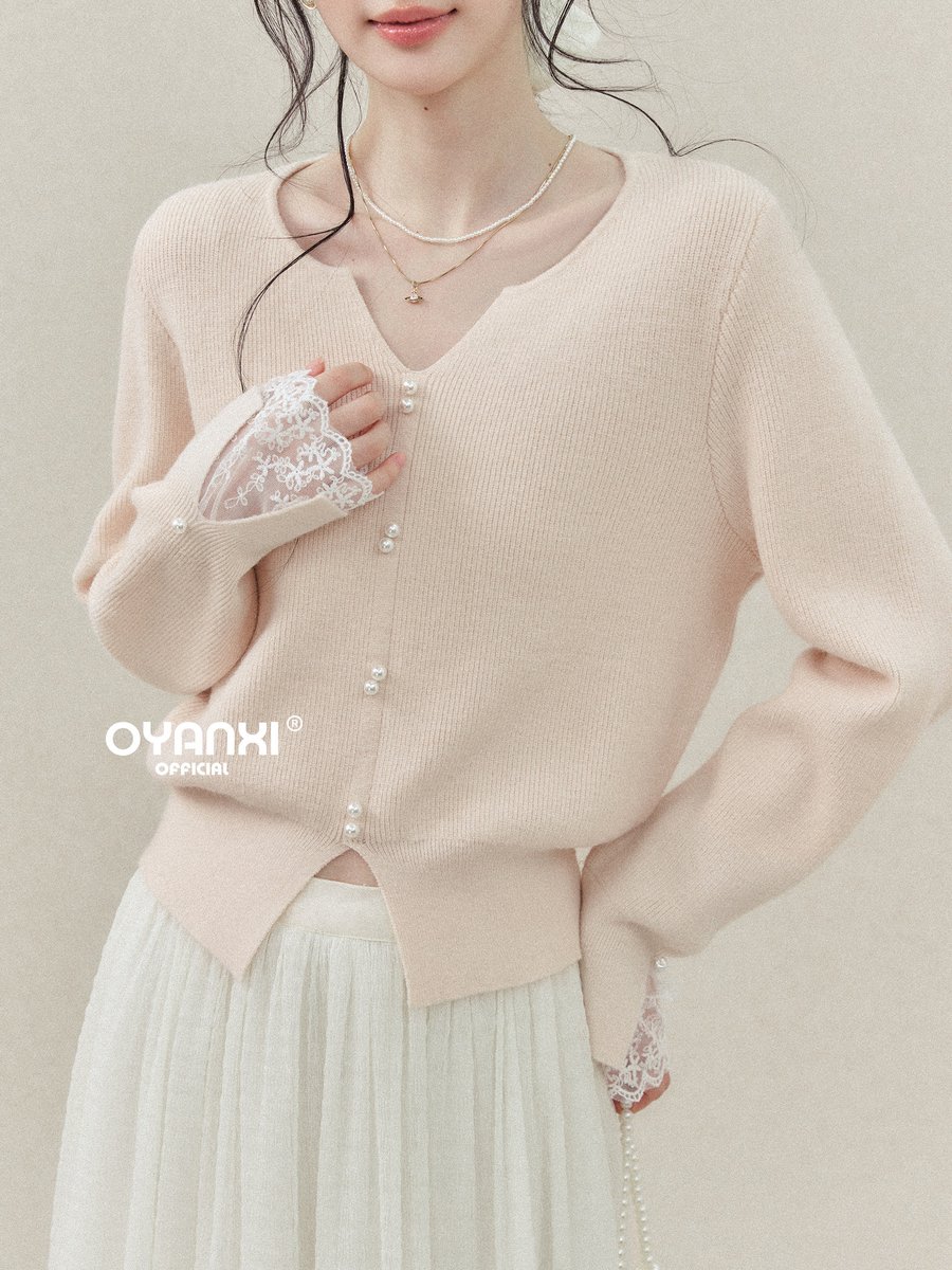 OYANXI 小さめVネック シンプル ニットカーディガン