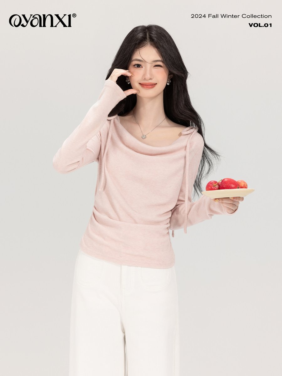 OYANXI すっきりシルエット 長袖ニットトップス