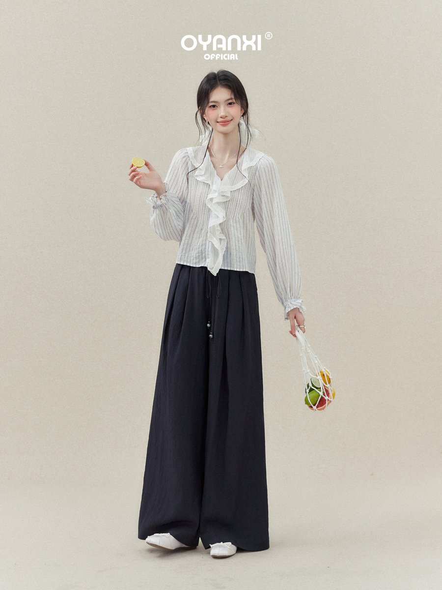OYANXI ハイウエスト とろみ ワイドパンツ