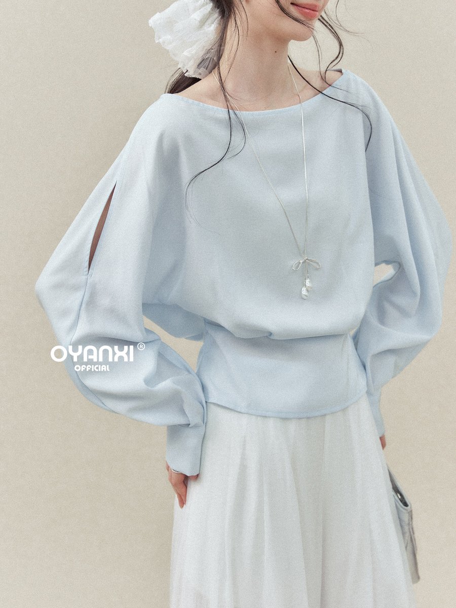 OYANXI 透かしデザイン オフショルダー ウエストシェイプ シャツ