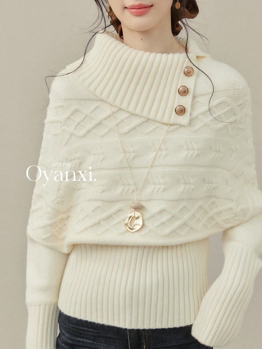 OYANXI 厚手 ハイネック リラックスニット