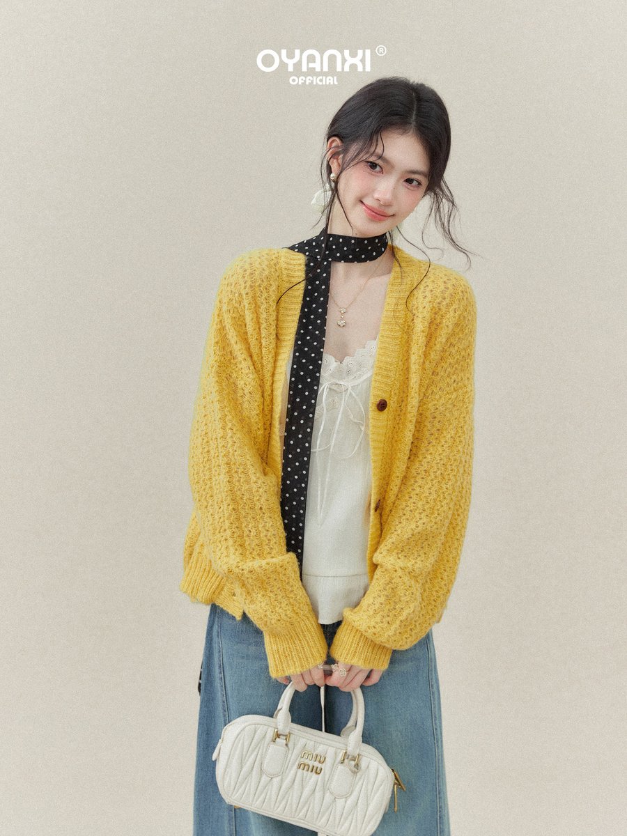 OYANXI 透かし編み ゆったり ニットカーディガン