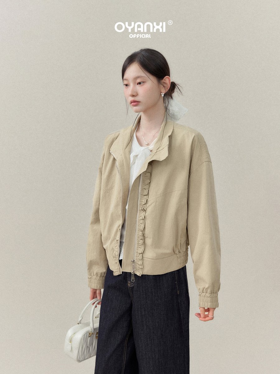 OYANXI フリルフロント ショート丈ジャケット