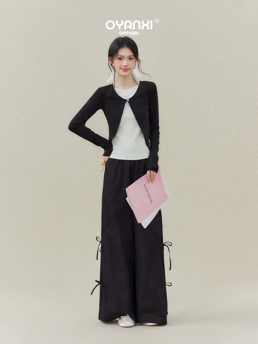 OYANXI 配色 フェイクレイヤード ワンボタン 長袖Tシャツ