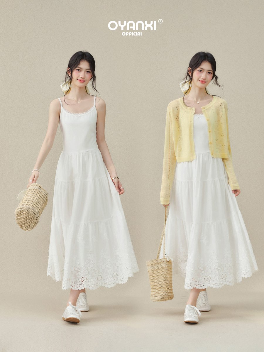 OYANXI 透かしレース キャミロングワンピース
