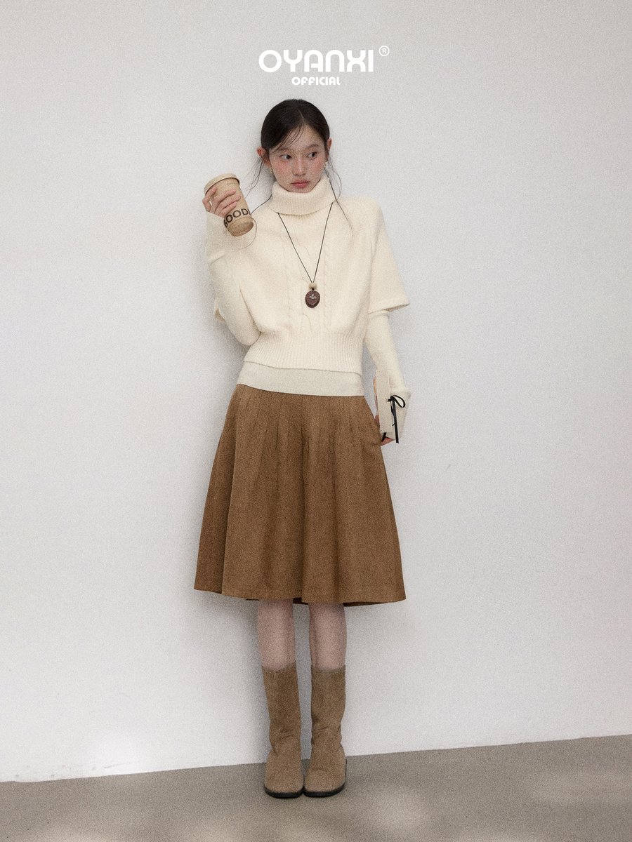 OYANXI ハイネック半袖ニット×長袖インナー 2点セット