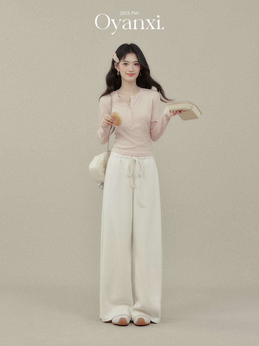 OYANXI ウエストリボン 落ち感 ストレートワイドパンツ