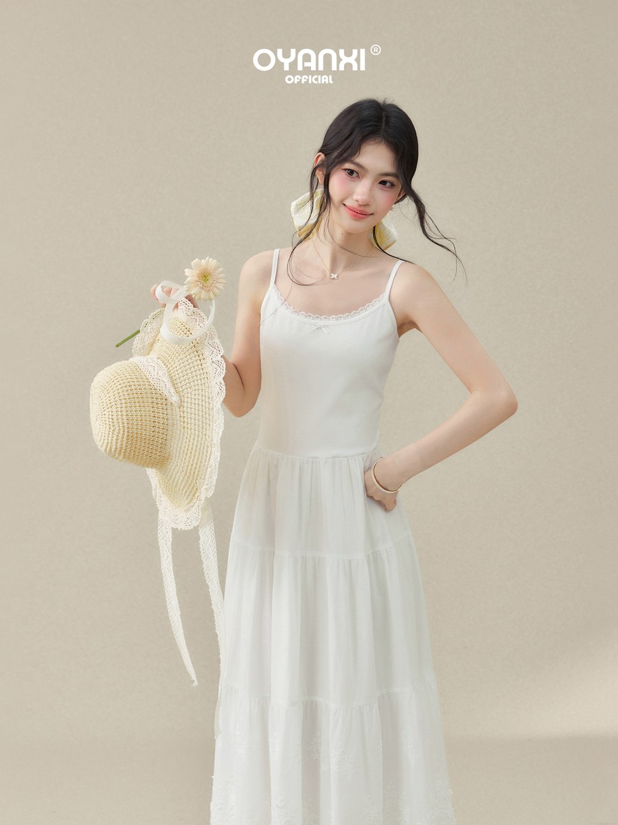 OYANXI 透かしレース キャミロングワンピース