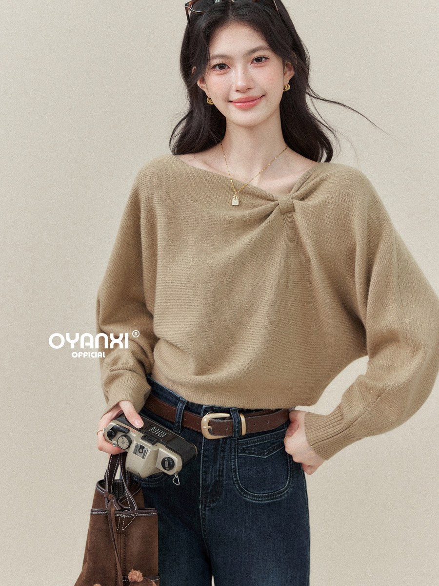 OYANXI ツイスト ボートネック ドルマンスリーブニット