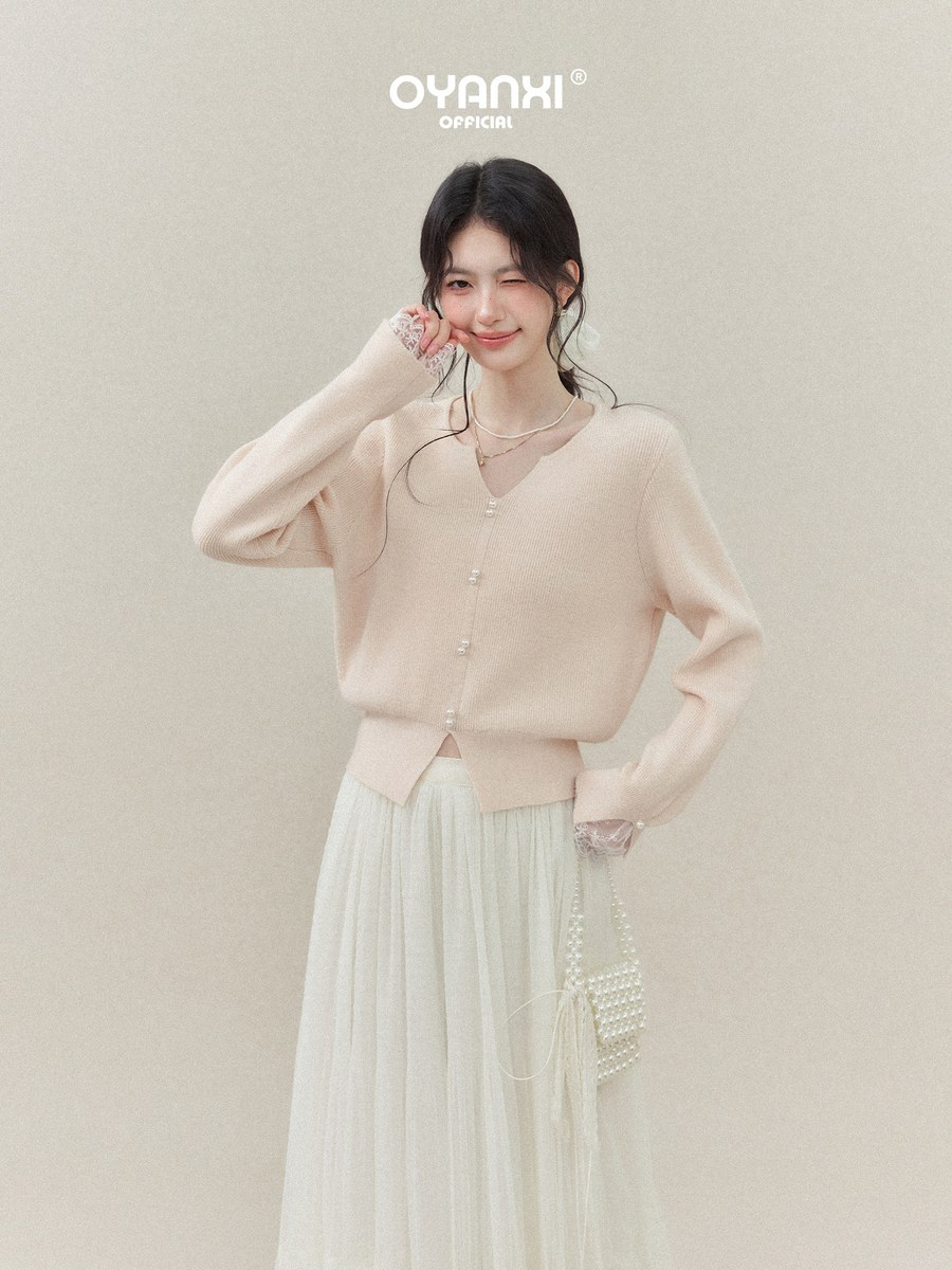 OYANXI 小さめVネック シンプル ニットカーディガン