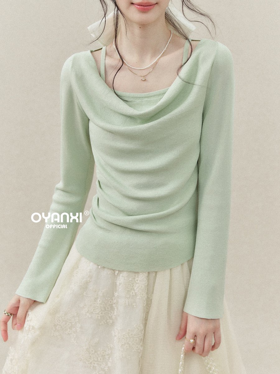 OYANXI ドレープネック キャミレイヤード ニット