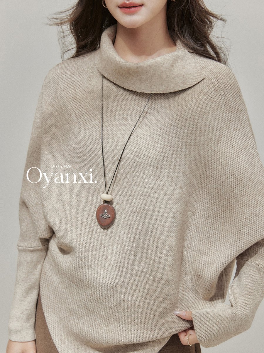 OYANXI ハイネック ドルマンスリーブ プルオーバーニット