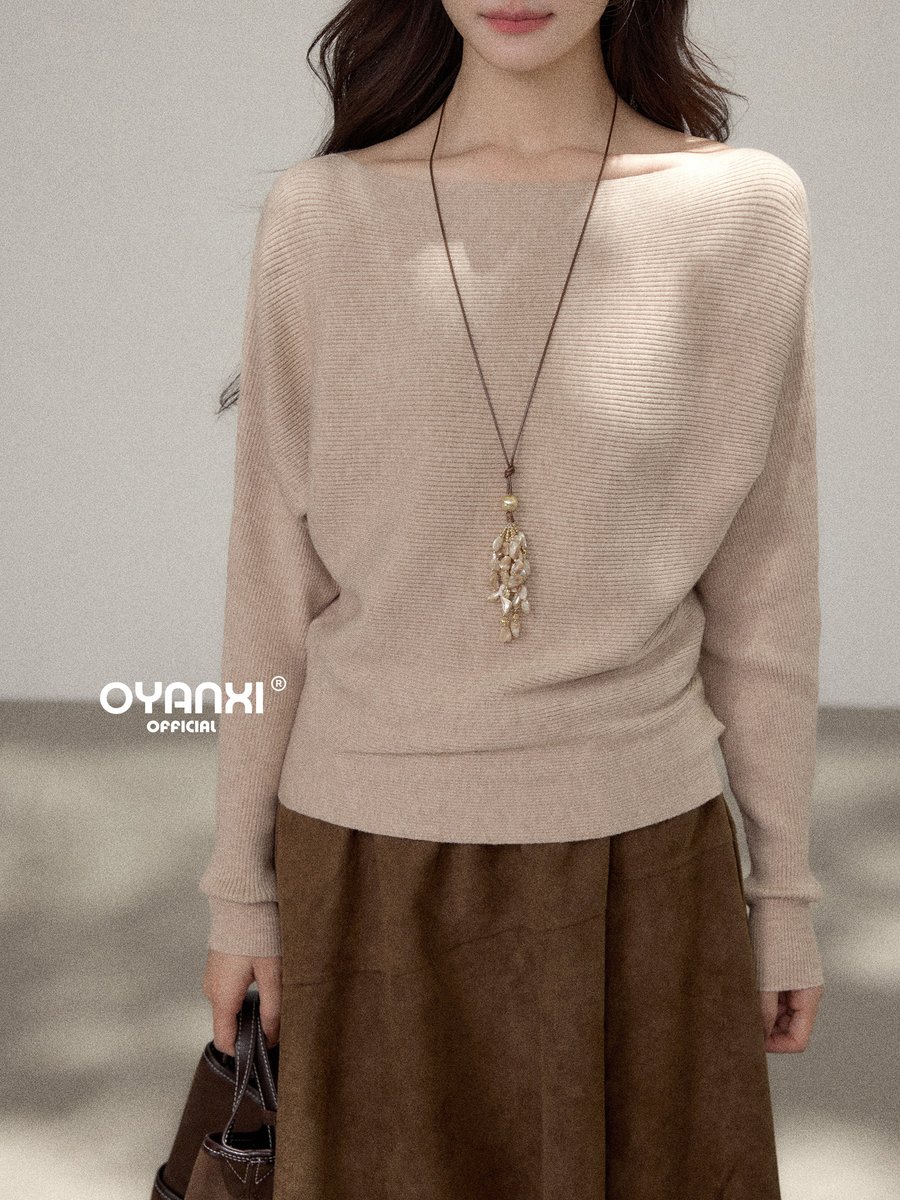 OYANXI ボートネック ドルマンスリーブ 長袖セーター