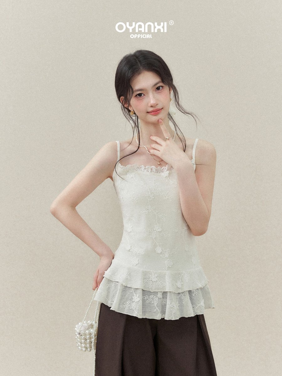 OYANXI レースキャミソール＆透かし編みニット 2点セット