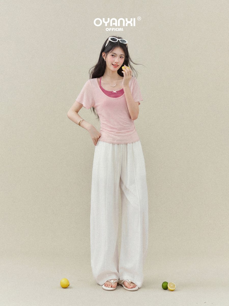OYANXI シアーTシャツ＆キャミソール レイヤード2点セット