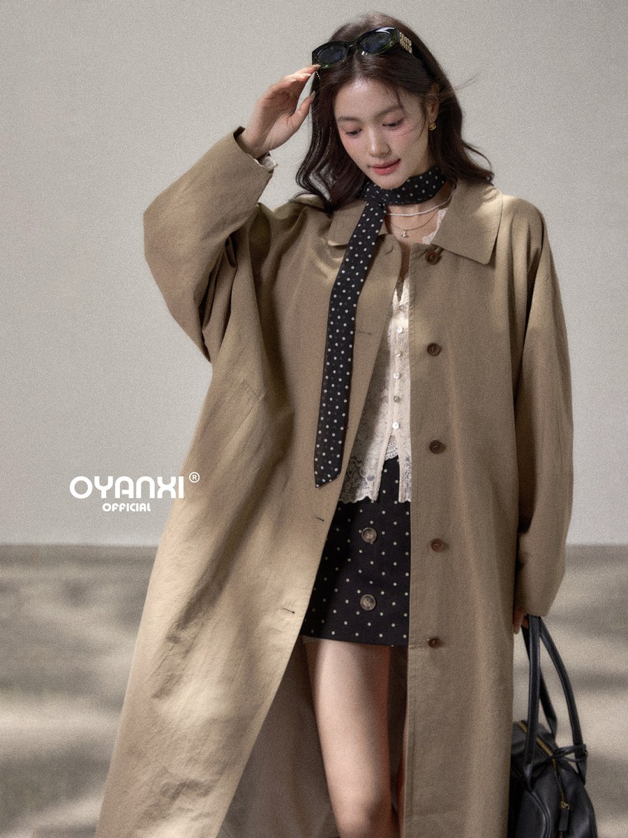 OYANXI シンプル ゆったりシルエット トレンチコート