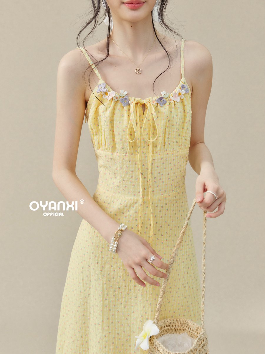 OYANXI 小花柄 キャミワンピース＆カーディガン 2点セット