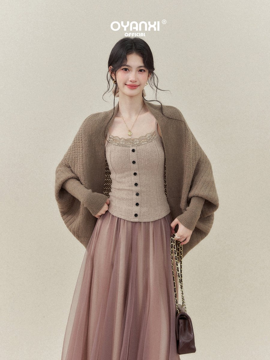 OYANXI ドルマンスリーブ ゆったり ニットカーディガン