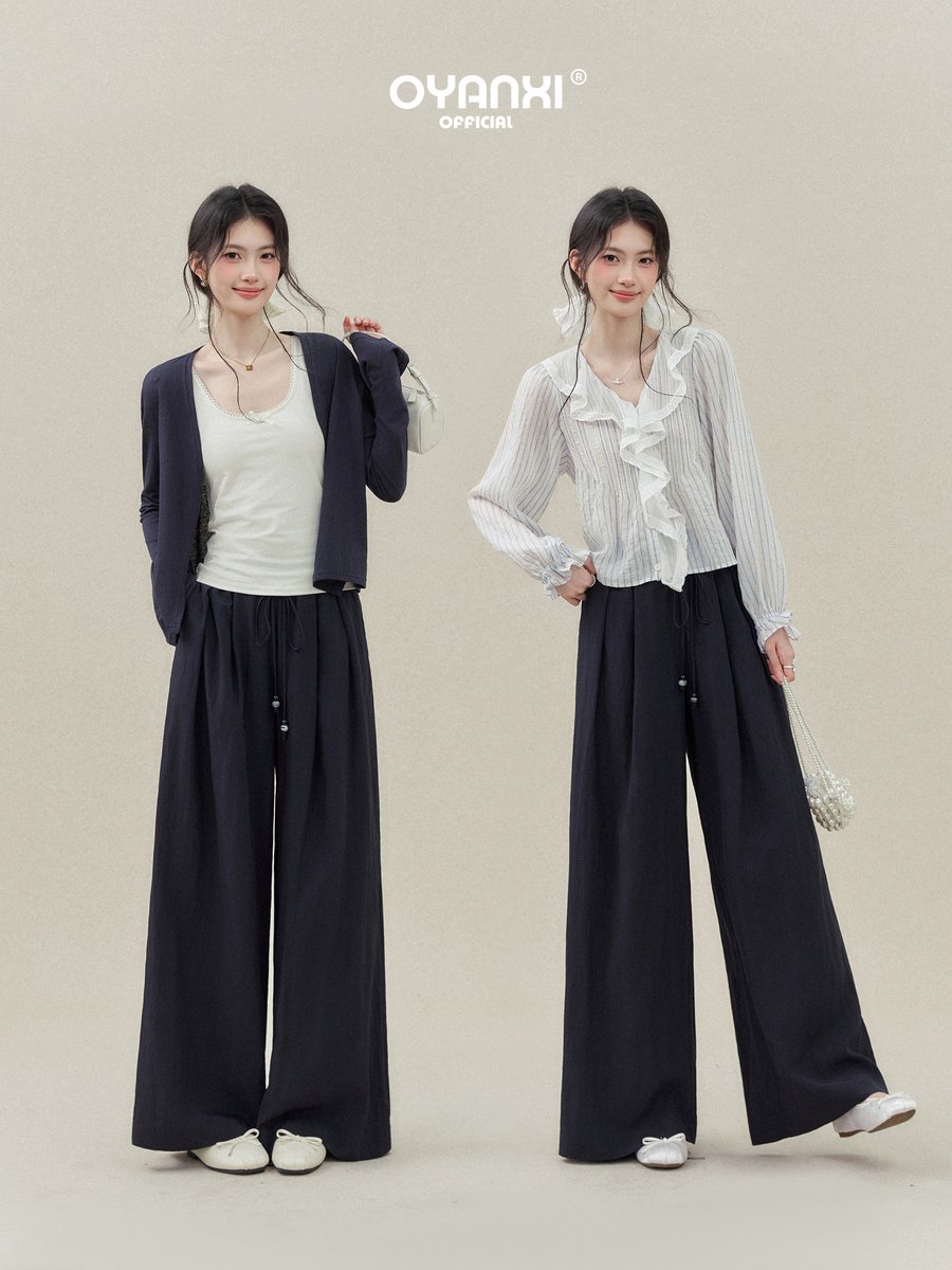 OYANXI ハイウエスト とろみ ワイドパンツ