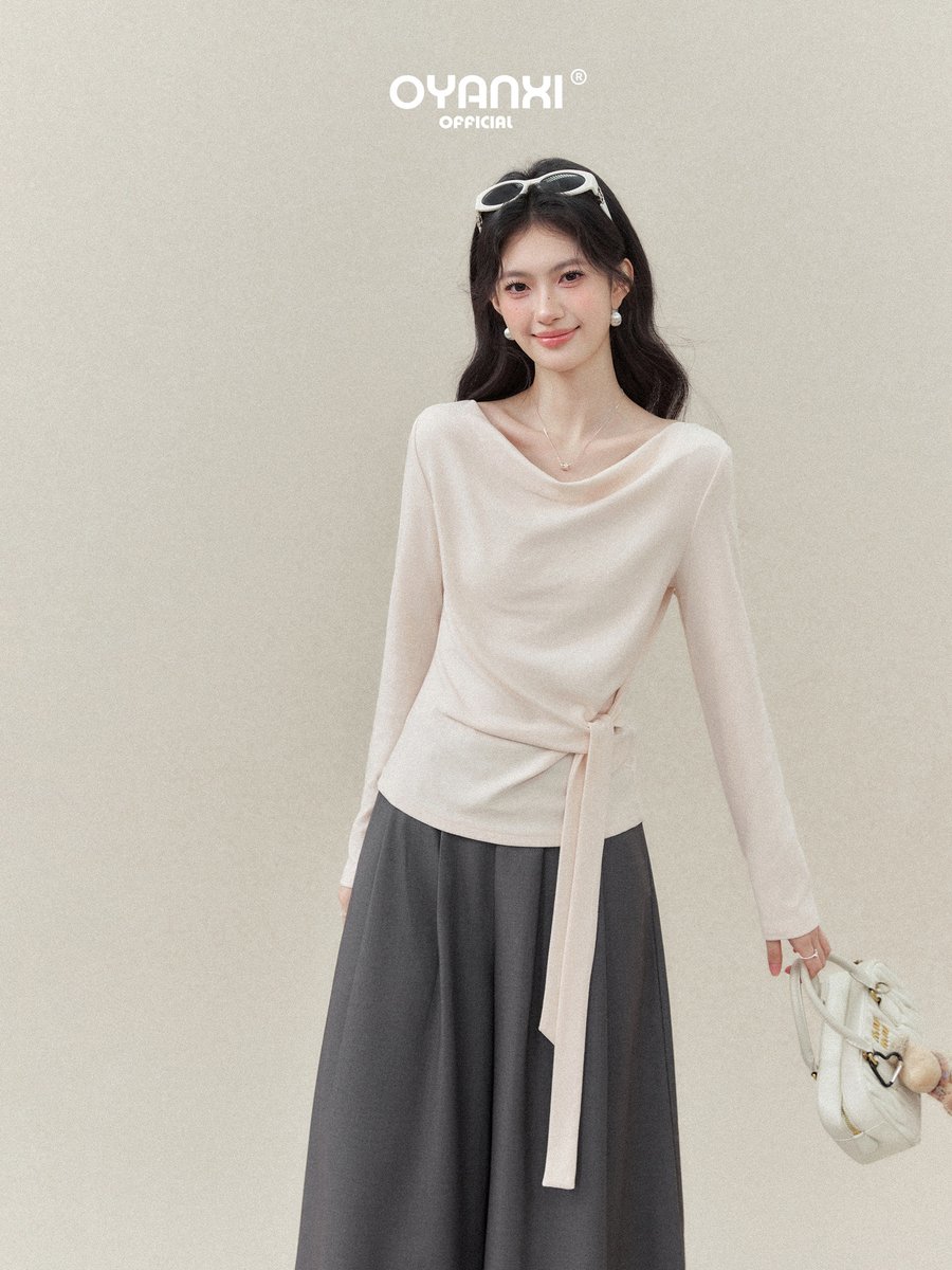 OYANXI シンプル ハイウエスト ワイドストレートパンツ