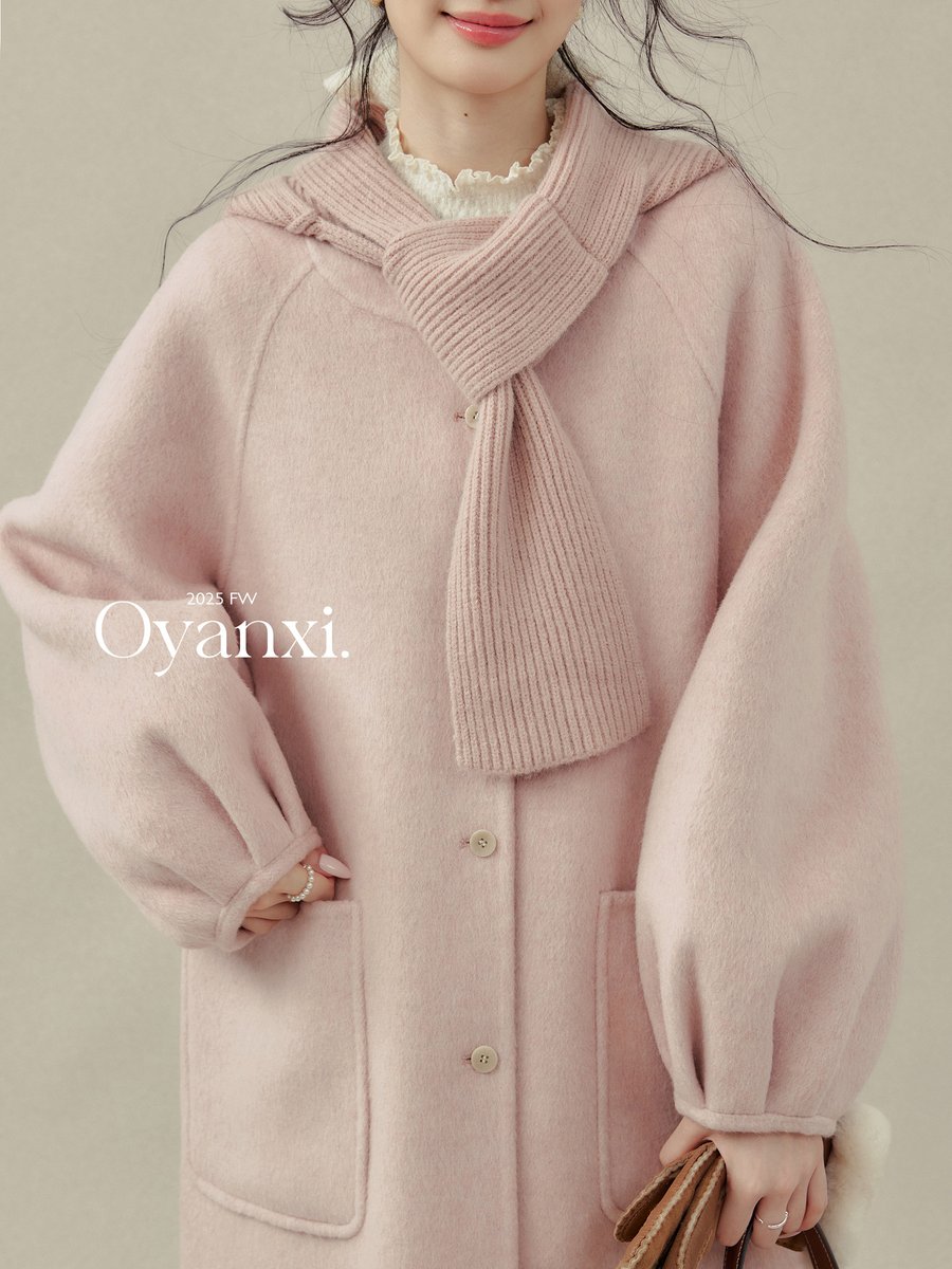 OYANXI 取り外しフード付き ダブルフェイス ロングコート