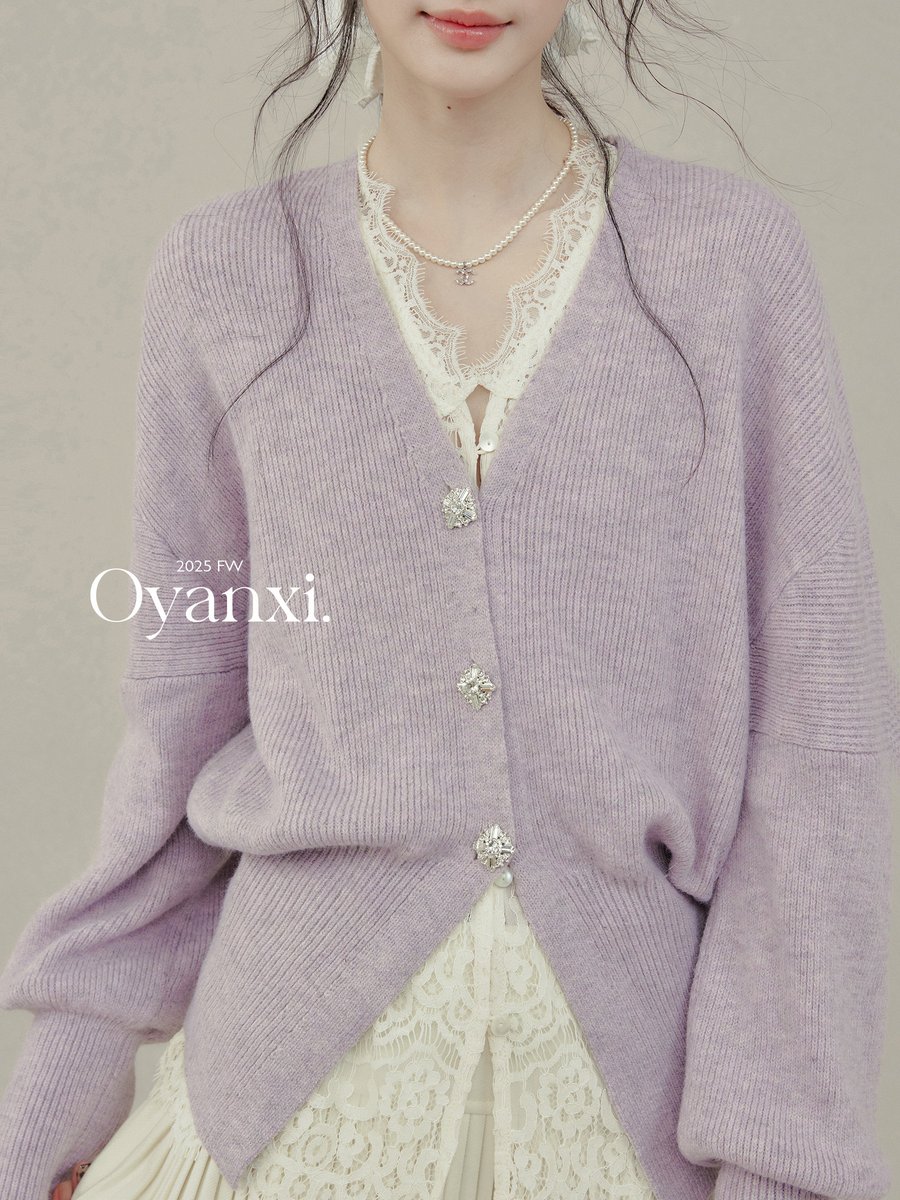 OYANXI Vネック ニットカーディガン