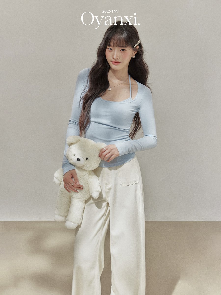 OYANXI ハイウエスト ストレート ワイドパンツ ミルクホワイト