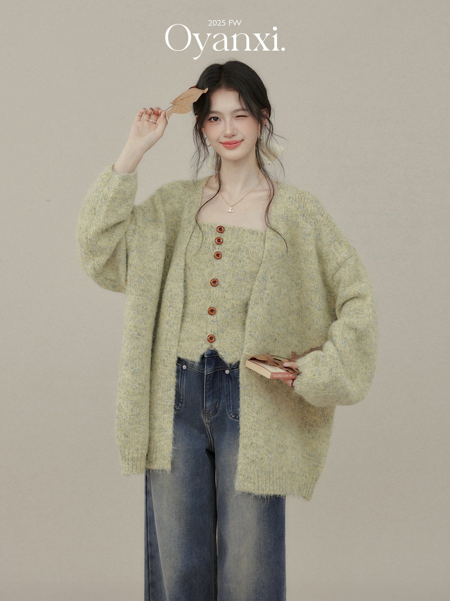OYANXI ミドル丈 ニットカーディガン