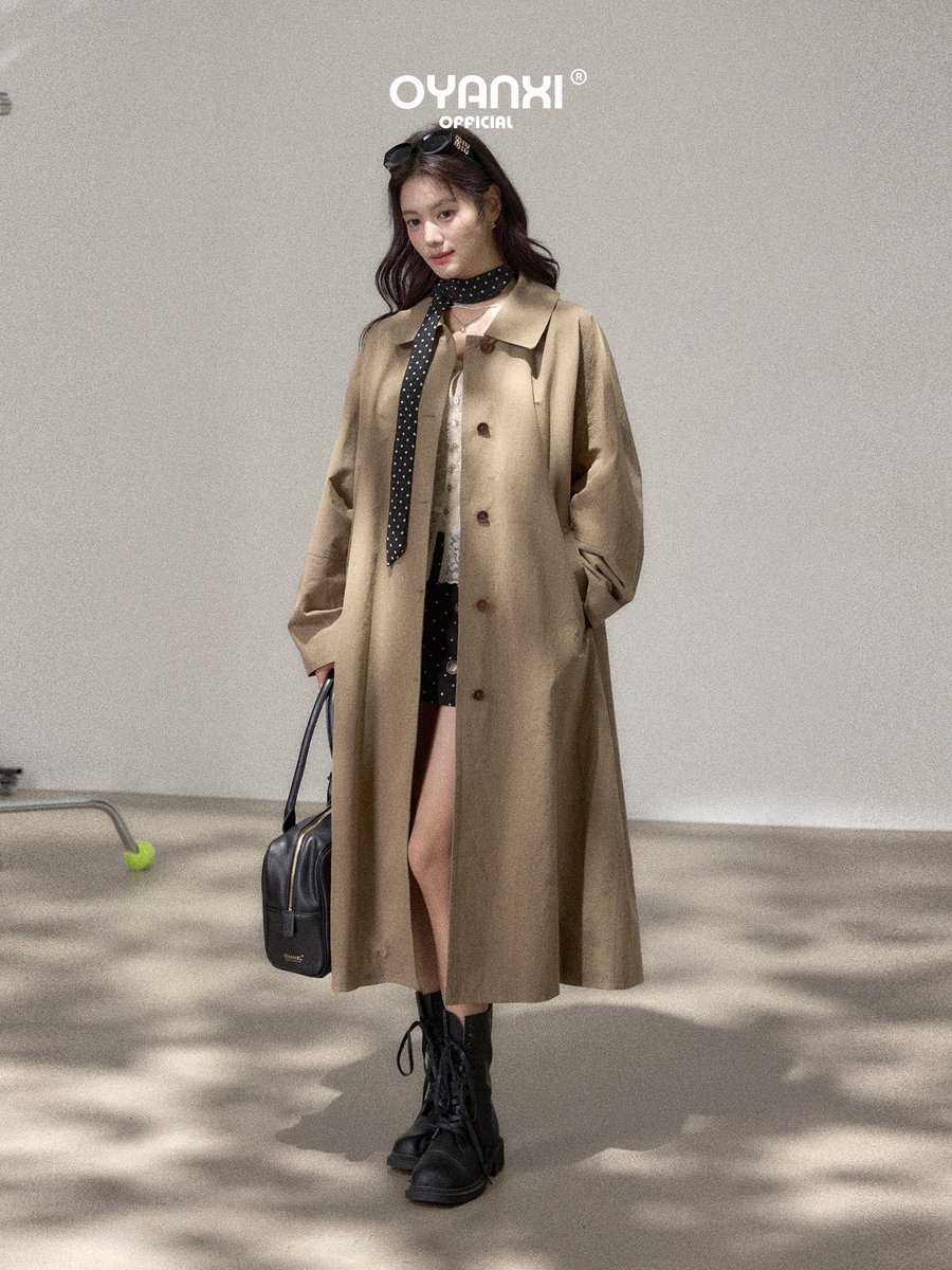 OYANXI シンプル ゆったりシルエット トレンチコート