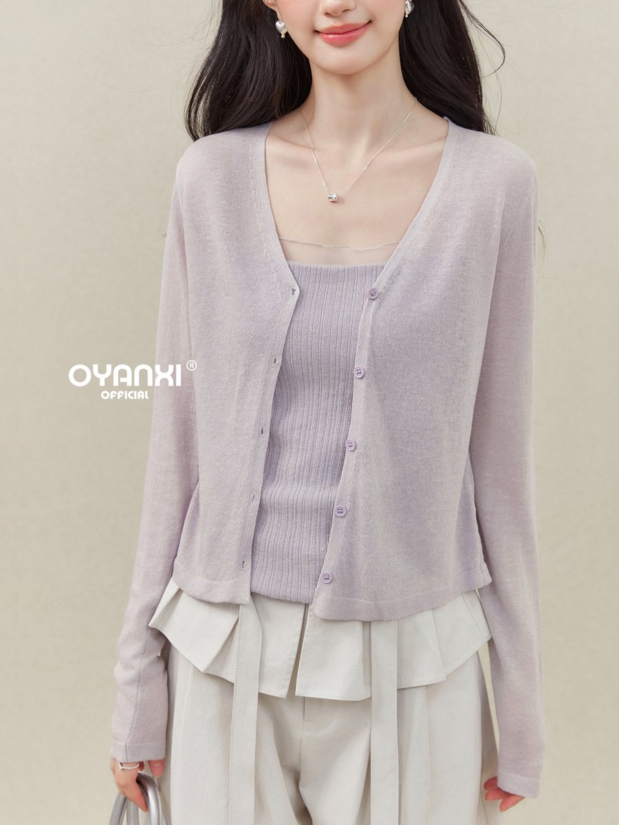 OYANXI ニットカーディガン＆キャミソール ショート丈 アンサンブル