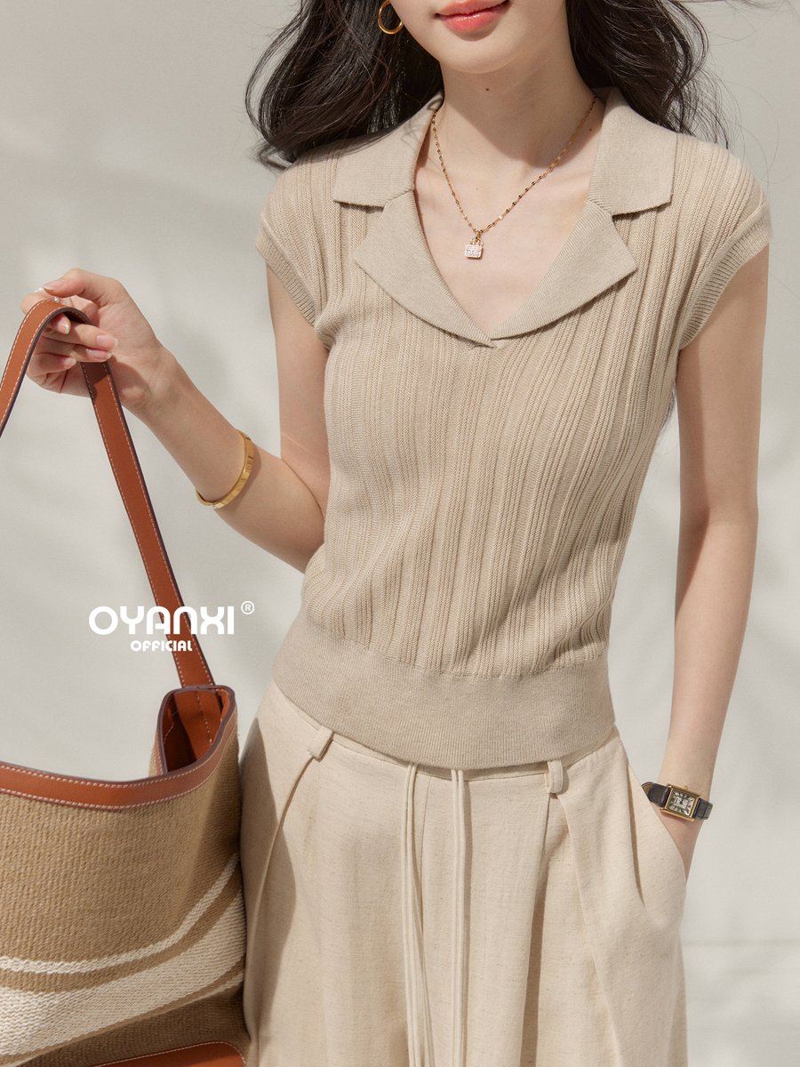 OYANXI 襟付き フィット 半袖Tシャツ