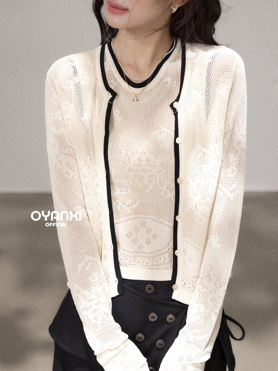 OYANXI 透かしジャカード ニット＆ノースリーブインナー 2点セット